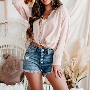 Nude Satin Twist Front Top